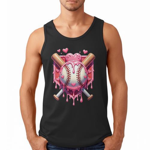 Women's Valentines Day Baseball Boys Ice Cream Drip Heart Youth Kids Men Tank Top - Sportilla