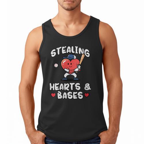 Women's Valentines Day Baseball Stealing Hearts Bases Boys Kids Men Men Tank Top - Sportilla