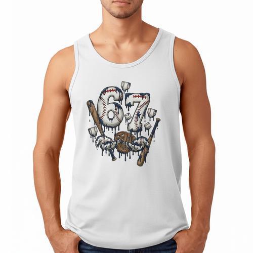 67 Baseball Six Seven Baseball 6 7 Kids Boys Girls Premium Tri-Blend Men Tank Top - Sportilla