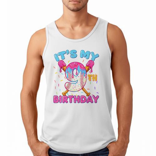 9th Birthday Baseball 9 Year Old Ice Cream Drip Boy Baseball Premium Tri-Blend Men Tank Top - Sportilla