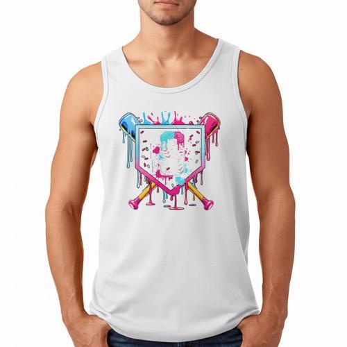 9th Birthday Boys Baseball Ice Cream Drip Boys Baseball Men Tank Top - Sportilla