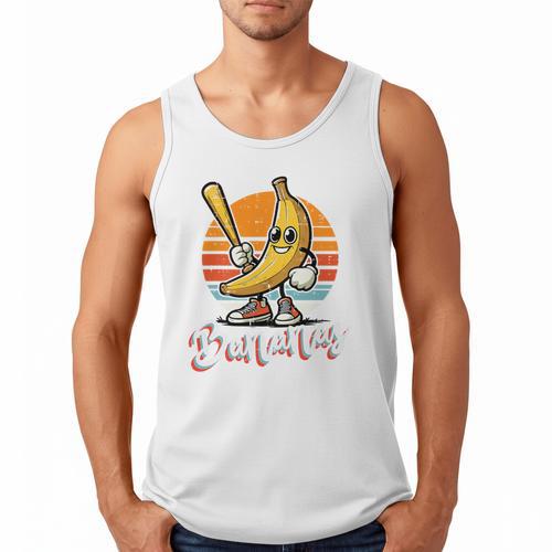 Bananas Baseball Sunset Retro Fruit Sports Boys Kids Men Premium Tri-Blend Men Tank Top - Sportilla