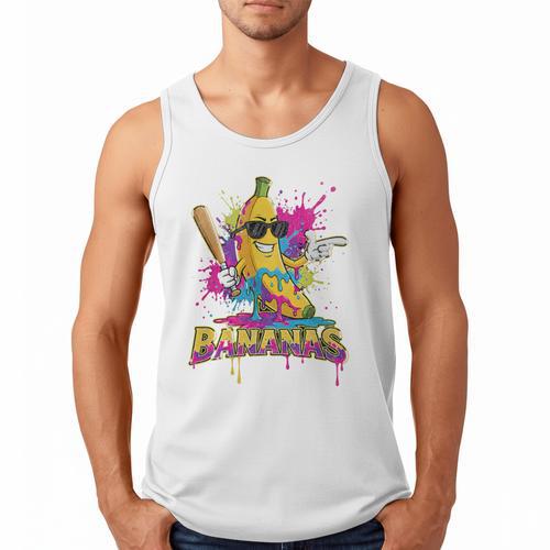 Baseball Banana Splatter Sports Kids Teens Premium Tri-Blend Men Tank Top - Sportilla