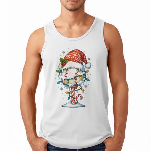 Baseball Christmas Ball Hat Snow Winter Premium Tri-Blend Men Tank Top - Sportilla