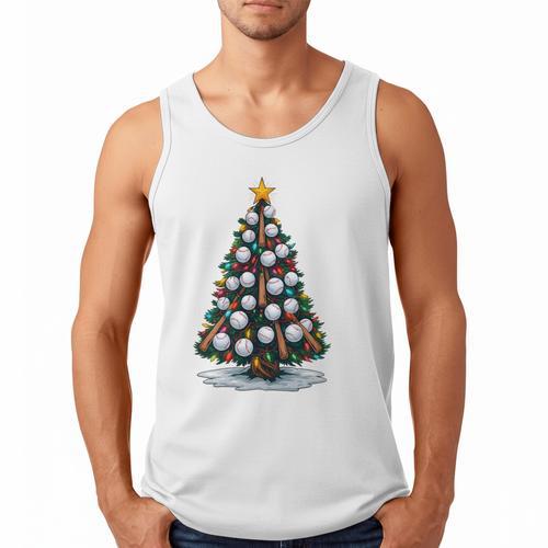 Baseball Christmas Tree Men Boys Youth Santa Sports Men Tank Top - Sportilla