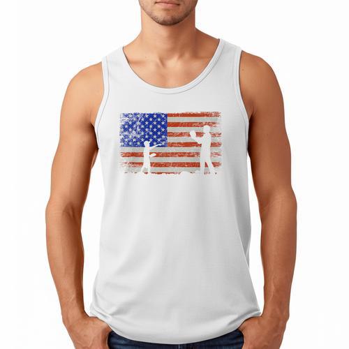 Baseball Coach Baseball Dad American Flag Premium Men Tank Top - Sportilla