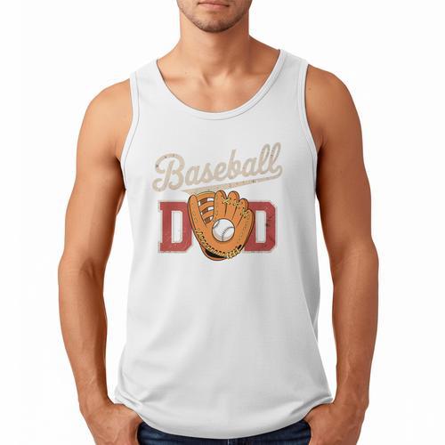 Baseball Dad Fireball Sports Father Fathers Day Daddy Premium Men Tank Top - Sportilla