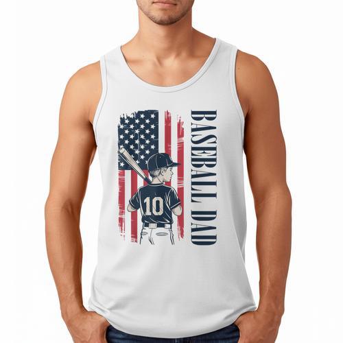 Baseball Dad Flag Tee I Raised Mine Ballpark Dad Men Tank Top - Sportilla
