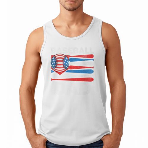 Baseball Dad For Men American Flag 4th Of July Fathers Day Premium Men Tank Top - Sportilla
