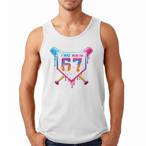 Baseball Drip I Was 6 Now I'm 7 67 Meme 7th Birthday Men Tank Top - Sportilla