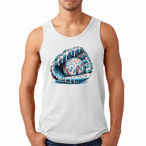 Baseball Drip Ice Cream Sprinkles Baseball Glove Premium Tri-Blend Men Tank Top - Sportilla