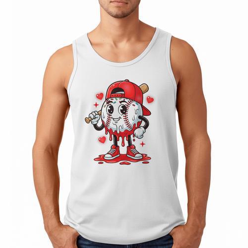 Baseball Ice Cream Valentine Dripping Game Day Men Boys Kids Men Tank Top - Sportilla