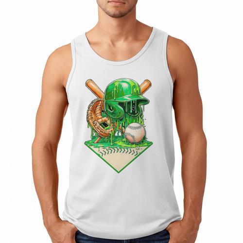 Baseball Life Style Ice Cream Drip Green Premium Tri-Blend Men Tank Top - Sportilla