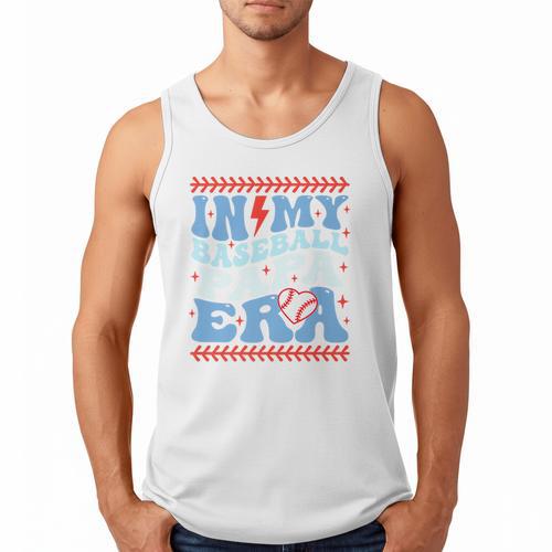 In My Baseball Papa Era Groovy Baseball Dad Family Matching Premium Men Tank Top - Sportilla