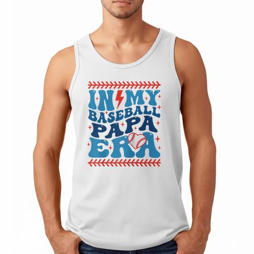 In My Baseball Papa Era Groovy Baseball Dad Family Matching Raglan Baseball Tee Men Tank Top - Sportilla