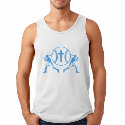 Boys Baseball Christian-Shirt Softball I Can Do All Things Men Tank Top - Sportilla