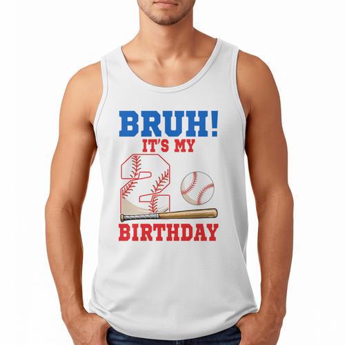 Bruh It's My 2nd Birthday Boy Baseball Themed Party Men Tank Top - Sportilla