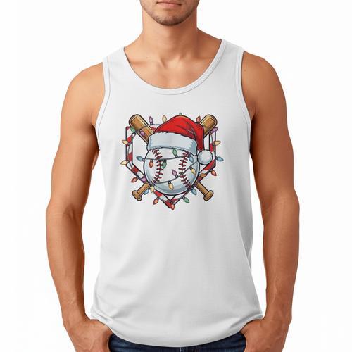 Christmas Baseball Santa Hat For Baseball Players Fans Men Tank Top - Sportilla