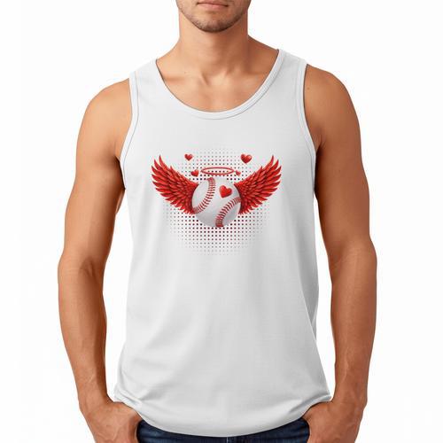 Cute Baseball &Cupid Wings Happy Valentines Boys Men Men Tank Top - Sportilla