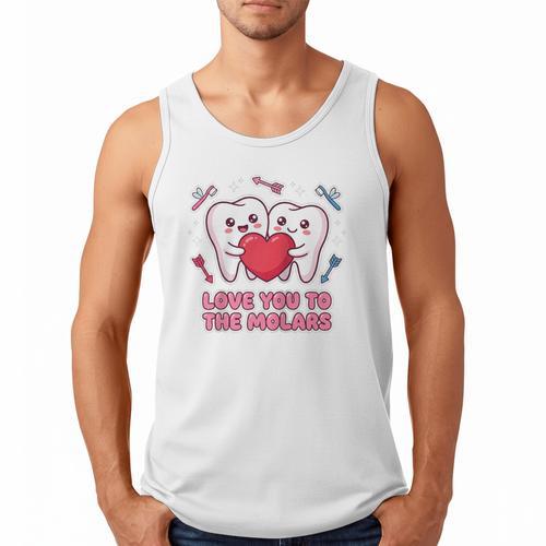 Cute Dentist Valentine Love You To The Molars Teeth Pun Raglan Baseball Tee Men Tank Top - Sportilla