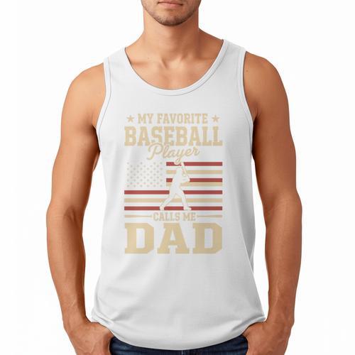 My Favorite Baseball Player Calls Me Dad Baseball Dad Premium Tri-Blend Men Tank Top - Sportilla