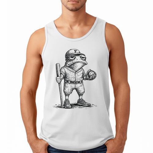 Frog Basketbal Men Women Grumpy Frog Playing Baseball Men Tank Top - Sportilla