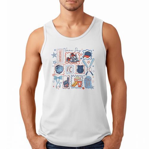 Game Day Baseball Lover Coquette Bow Girl Women Kid Mom Mama Men Tank Top - Sportilla