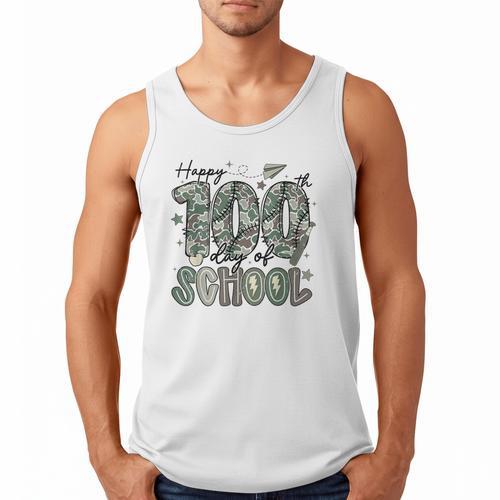 Happy 100th Day Of School Baseball Camo Boys Kids Toddler Men Tank Top - Sportilla