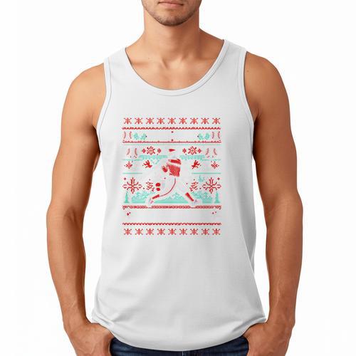 Ho Ho Homerun Baseball Ugly Christmas Sweater Party Hitter Men Tank Top - Sportilla