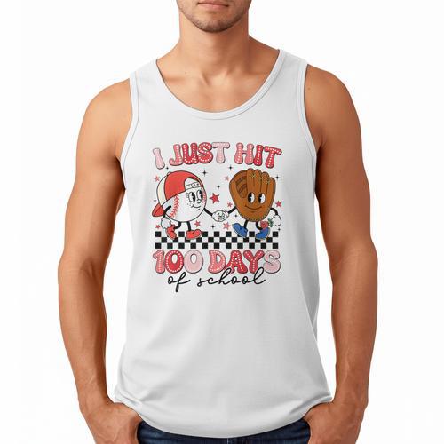 I Just Hit 100 Days Of School Baseball Boy Girl Teacher Men Tank Top - Sportilla