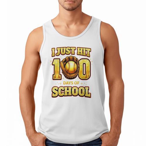 I Just Hit 100 Days Of School Baseball Boys Kids 100th Day Men Tank Top - Sportilla