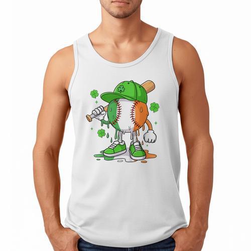 Kids Boys St Patricks Day Irish Flag Kids Baseball Ice Cream Drip Men Tank Top - Sportilla