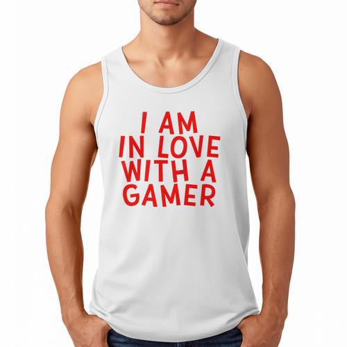 I Am In Love With A Gamer Cute Valentines Day Gamer Couple Raglan Baseball Tee Men Tank Top - Sportilla