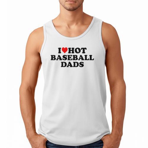 I Love Hot Baseball Dads Heart Men Tank Top - Sportilla