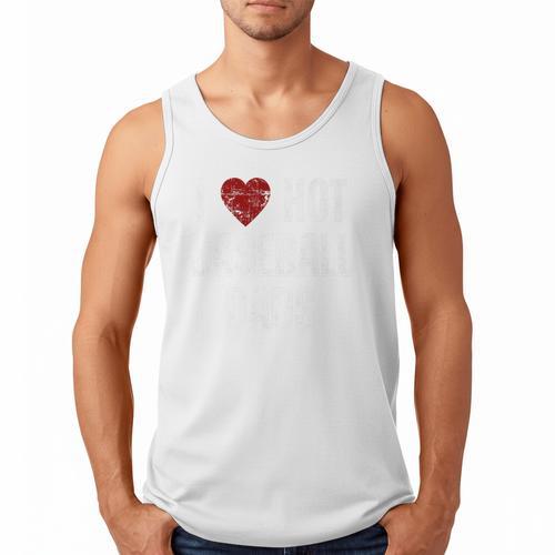 I Love Hot Baseball Dads Red Hearts Premium Men Tank Top - Sportilla