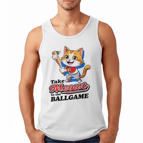 Take Meowt To The Ball Game Tee Slugger Cat Baseball Men Tank Top - Sportilla