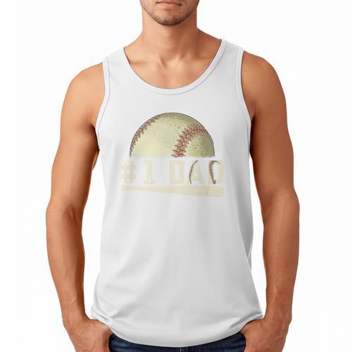 Number One Baseball Dad Fathers Day Baseball Player Dad Papa Premium Men Tank Top - Sportilla