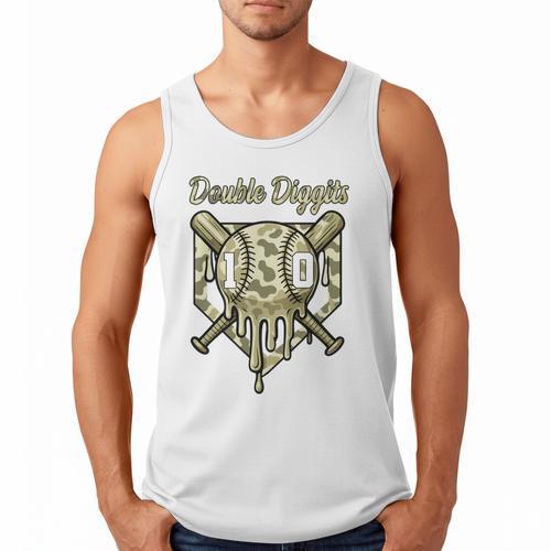 Old School Camo Baseball Drip Double Digits 10th Birthday Men Tank Top - Sportilla