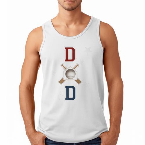Patriotic Baseball Dad Father's Day Red Blue Star Premium Men Tank Top - Sportilla