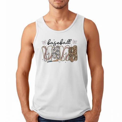 Preppy Baseball Mama Coquette Bow Game Day Mom Mother Men Tank Top - Sportilla