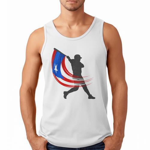 Puerto Rico Baseball Flag Player Boricua Heritage Sports Men Tank Top - Sportilla