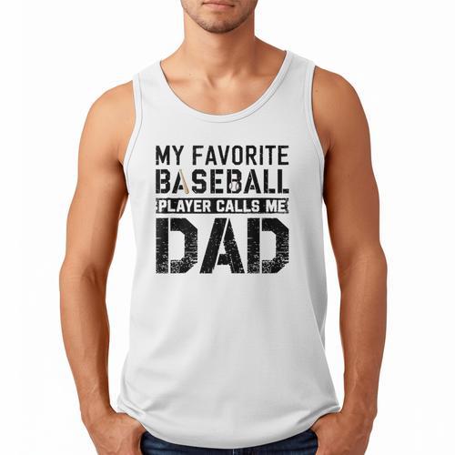 Retro Baseball Dad My Favorite Baseball Player Calls Me Dad Men Tank Top - Sportilla
