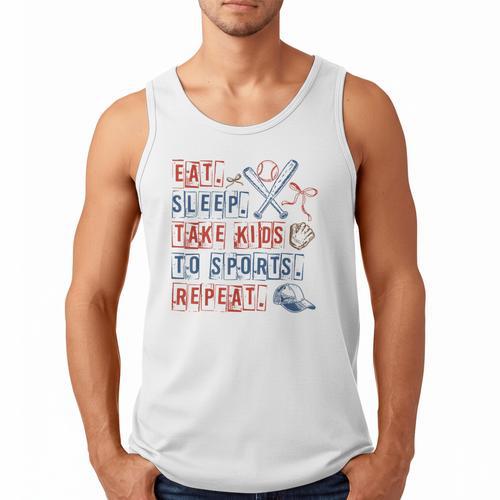 Retro Eat Sleep Take Kids To Sports Repeat Game Day Baseball Men Tank Top - Sportilla