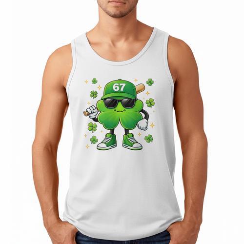 Shamrocks Playing Baseball St Patricks Day 6 7 Meme Men Boys Men Tank Top - Sportilla