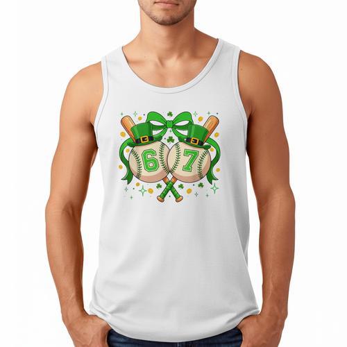 Six Seven 67 Meme Baseball Coquette Bow St Patrick's Day Men Tank Top - Sportilla