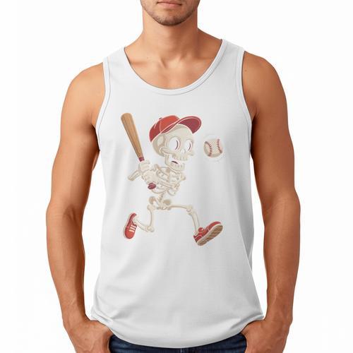 Skeleton Batting Baseball Halloween Boys Men Kids Men Tank Top - Sportilla