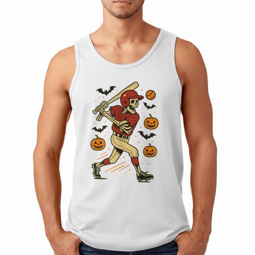 Skeleton Halloween Baseball Boys Men Kids Toddler Men Tank Top - Sportilla