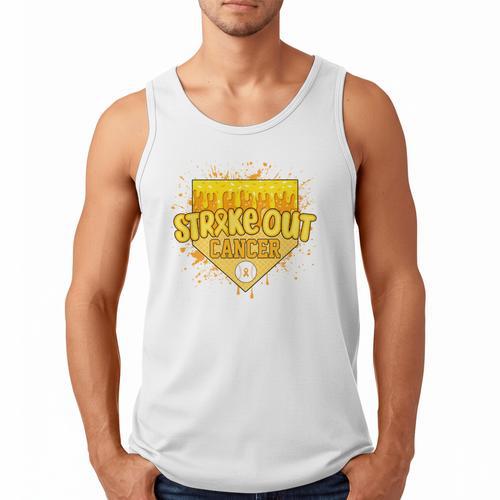 Strike Out Childhood Cancer Boys Baseball Drip Gold Ribbon Men Tank Top - Sportilla