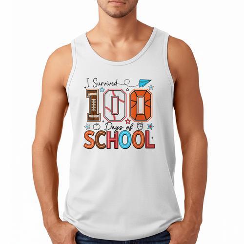 I Survived 100 Days Baseball Football Basketball School Kids Men Tank Top - Sportilla
