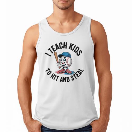 I Teach Kids To Hit And Steal Baseball Softball Coach Men Tank Top - Sportilla